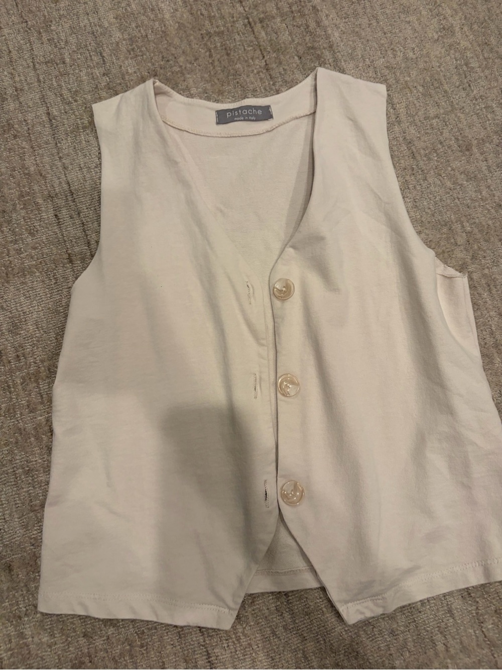 Cream Button-Front Sleeveless Top